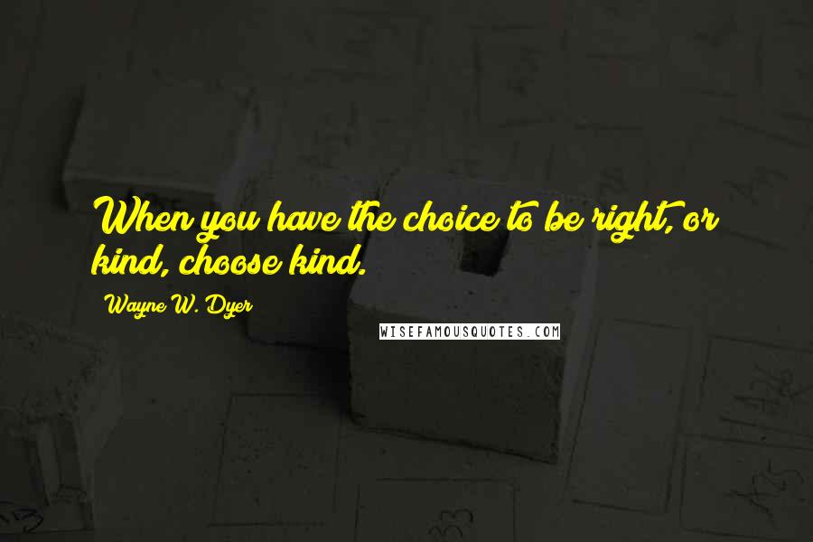 Wayne W. Dyer Quotes: When you have the choice to be right, or kind, choose kind.