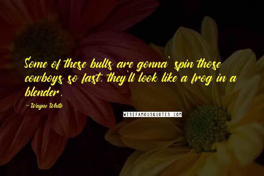 Wayne White Quotes: Some of these bulls are gonna' spin those cowboys so fast, they'll look like a frog in a blender.