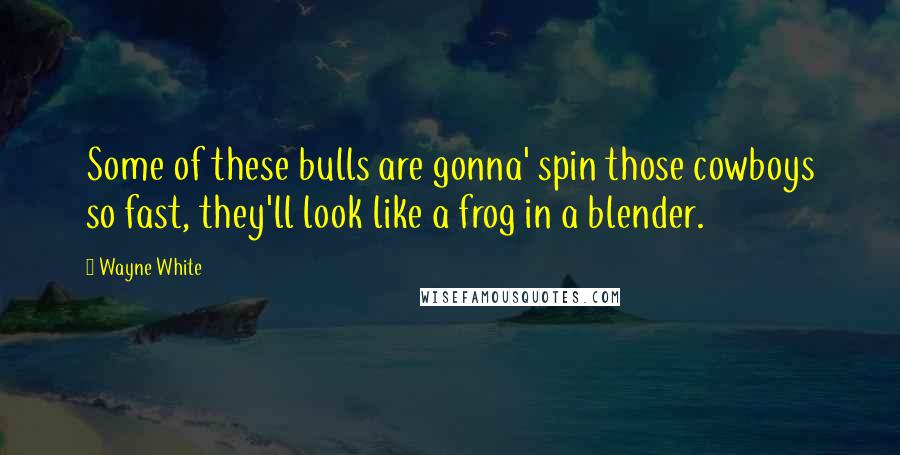 Wayne White Quotes: Some of these bulls are gonna' spin those cowboys so fast, they'll look like a frog in a blender.