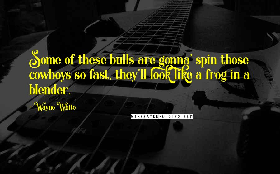 Wayne White Quotes: Some of these bulls are gonna' spin those cowboys so fast, they'll look like a frog in a blender.