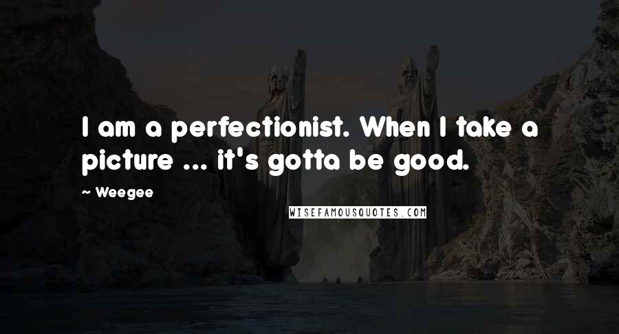 Weegee Quotes: I am a perfectionist. When I take a picture ... it's gotta be good.