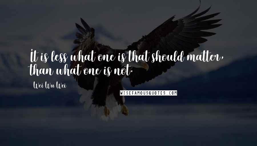 Wei Wu Wei Quotes: It is less what one is that should matter, than what one is not.