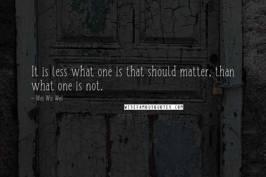 Wei Wu Wei Quotes: It is less what one is that should matter, than what one is not.