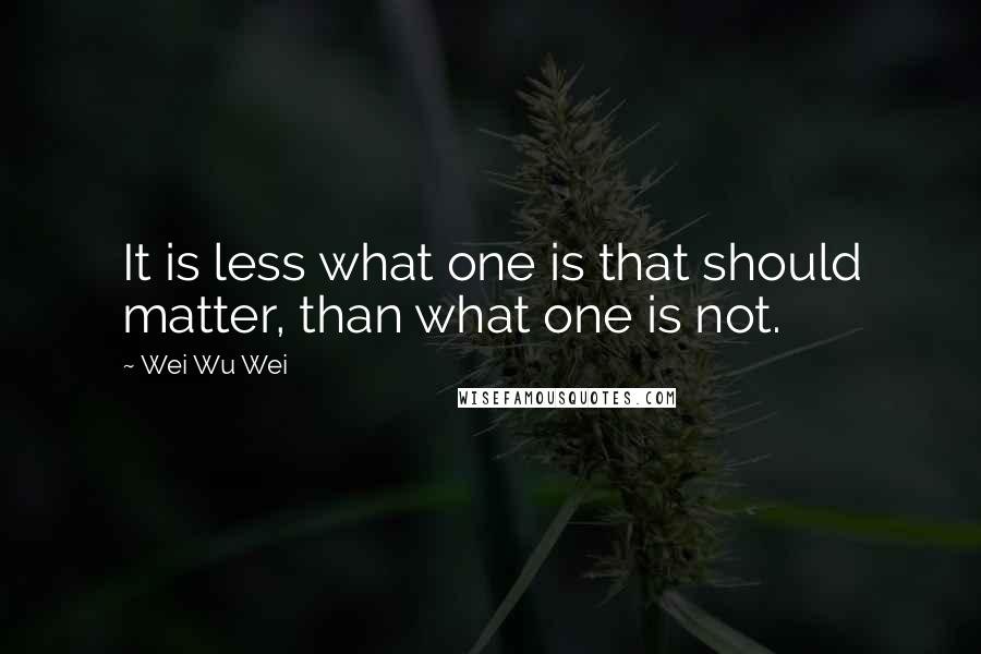 Wei Wu Wei Quotes: It is less what one is that should matter, than what one is not.