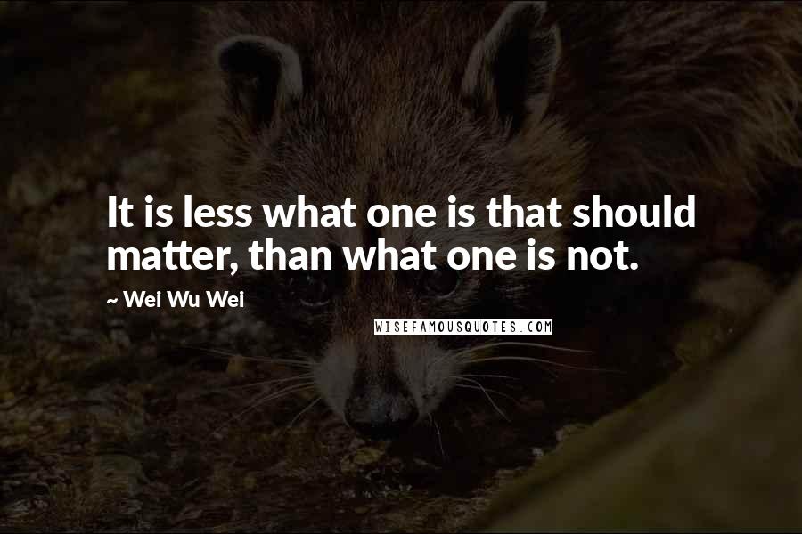 Wei Wu Wei Quotes: It is less what one is that should matter, than what one is not.