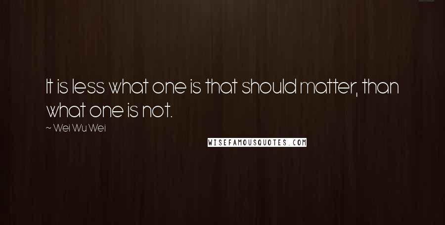 Wei Wu Wei Quotes: It is less what one is that should matter, than what one is not.