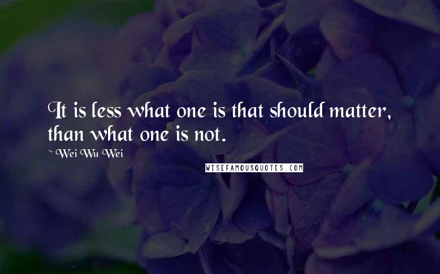 Wei Wu Wei Quotes: It is less what one is that should matter, than what one is not.