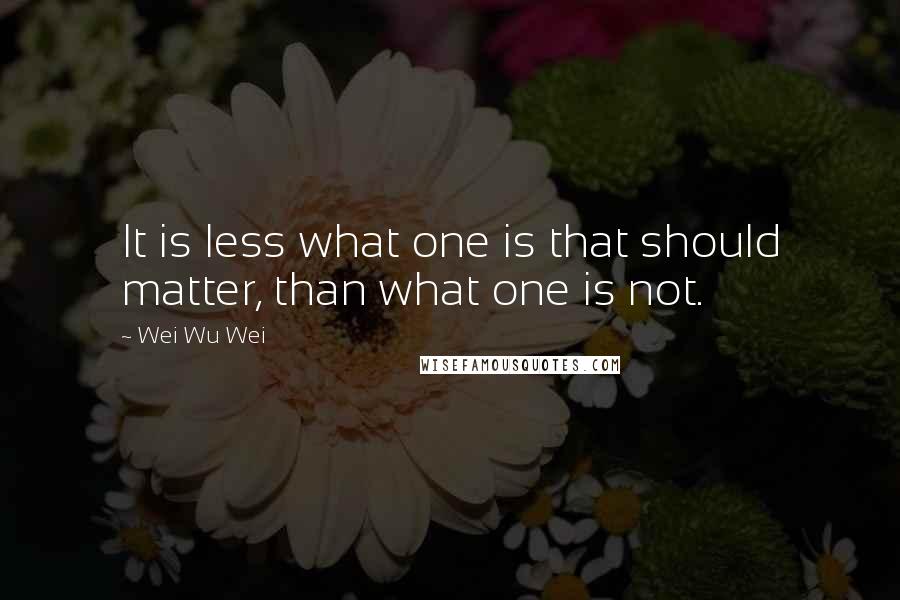 Wei Wu Wei Quotes: It is less what one is that should matter, than what one is not.