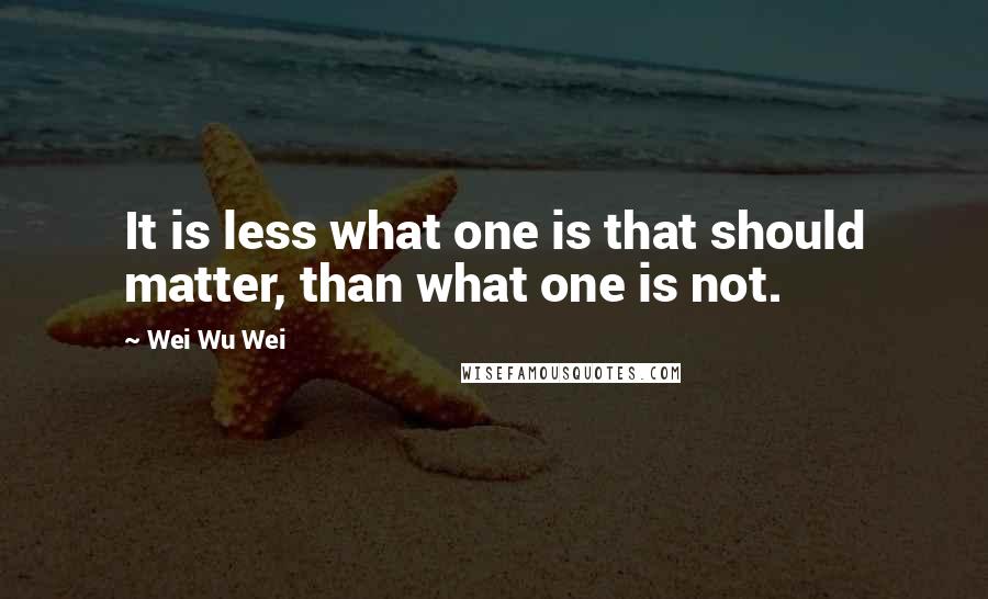 Wei Wu Wei Quotes: It is less what one is that should matter, than what one is not.