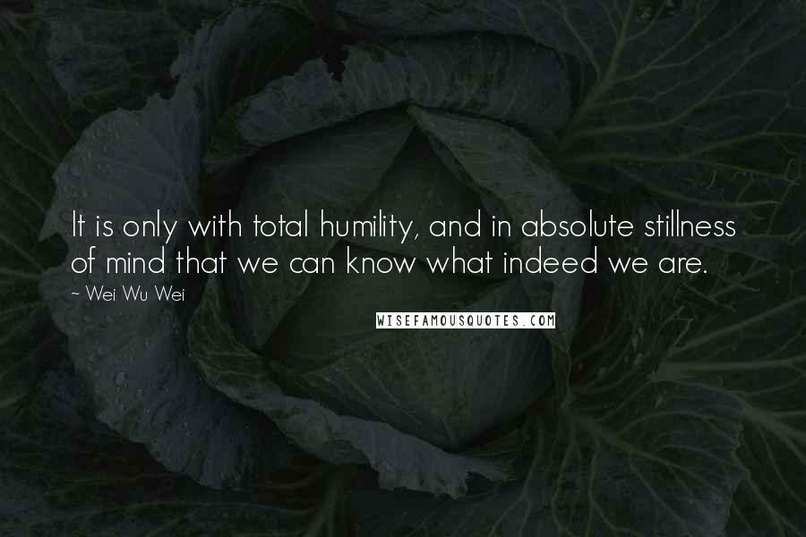 Wei Wu Wei Quotes: It is only with total humility, and in absolute stillness of mind that we can know what indeed we are.