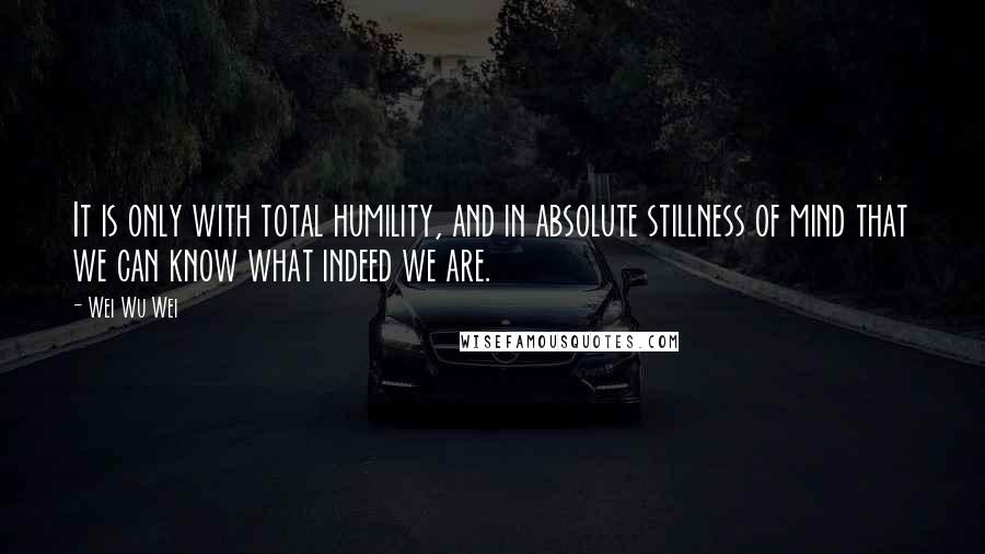 Wei Wu Wei Quotes: It is only with total humility, and in absolute stillness of mind that we can know what indeed we are.