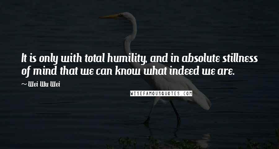 Wei Wu Wei Quotes: It is only with total humility, and in absolute stillness of mind that we can know what indeed we are.