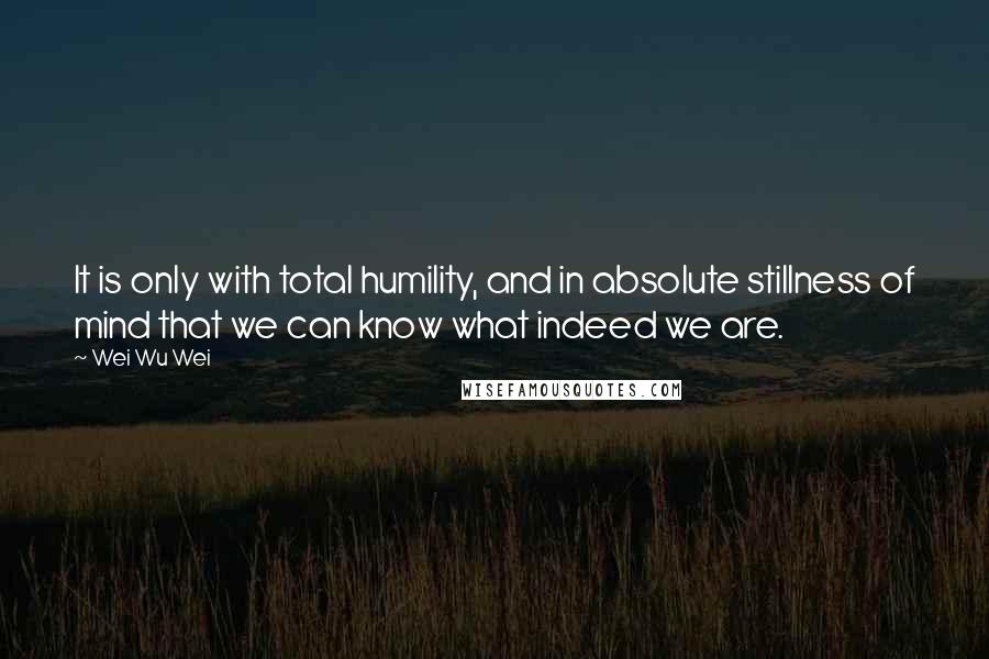 Wei Wu Wei Quotes: It is only with total humility, and in absolute stillness of mind that we can know what indeed we are.