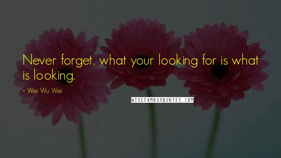 Wei Wu Wei Quotes: Never forget, what your looking for is what is looking.