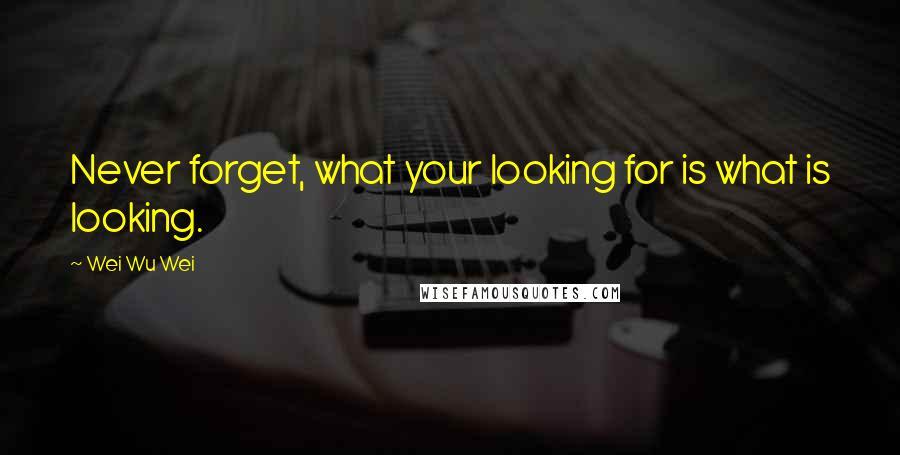 Wei Wu Wei Quotes: Never forget, what your looking for is what is looking.