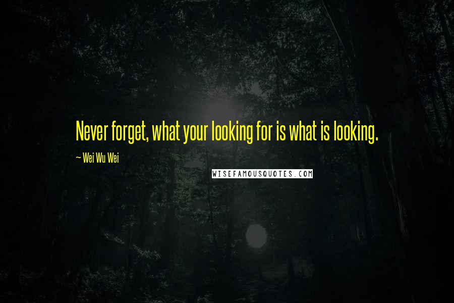 Wei Wu Wei Quotes: Never forget, what your looking for is what is looking.