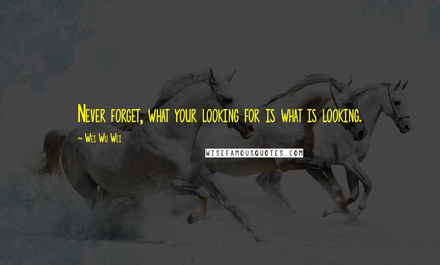 Wei Wu Wei Quotes: Never forget, what your looking for is what is looking.