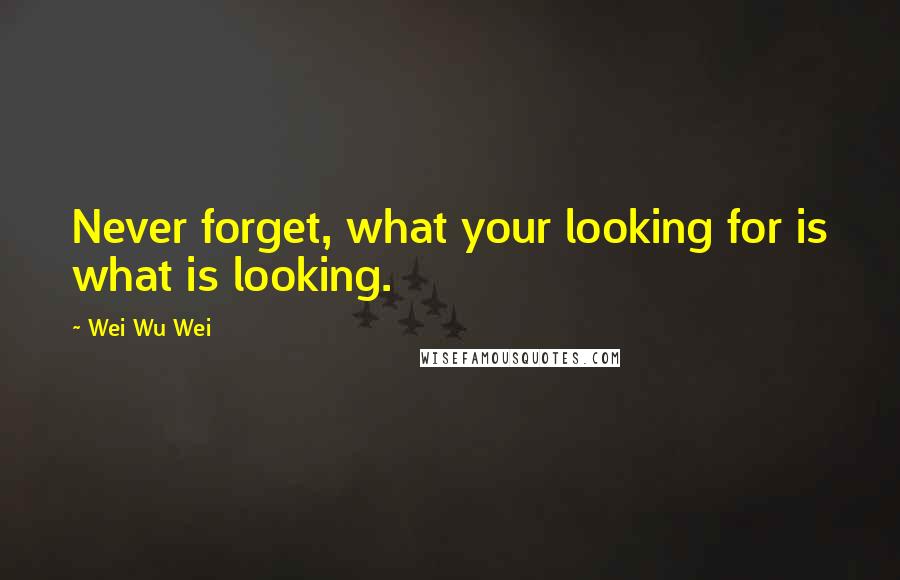 Wei Wu Wei Quotes: Never forget, what your looking for is what is looking.