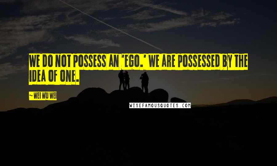 Wei Wu Wei Quotes: We do not possess an 'ego.' We are possessed by the idea of one.