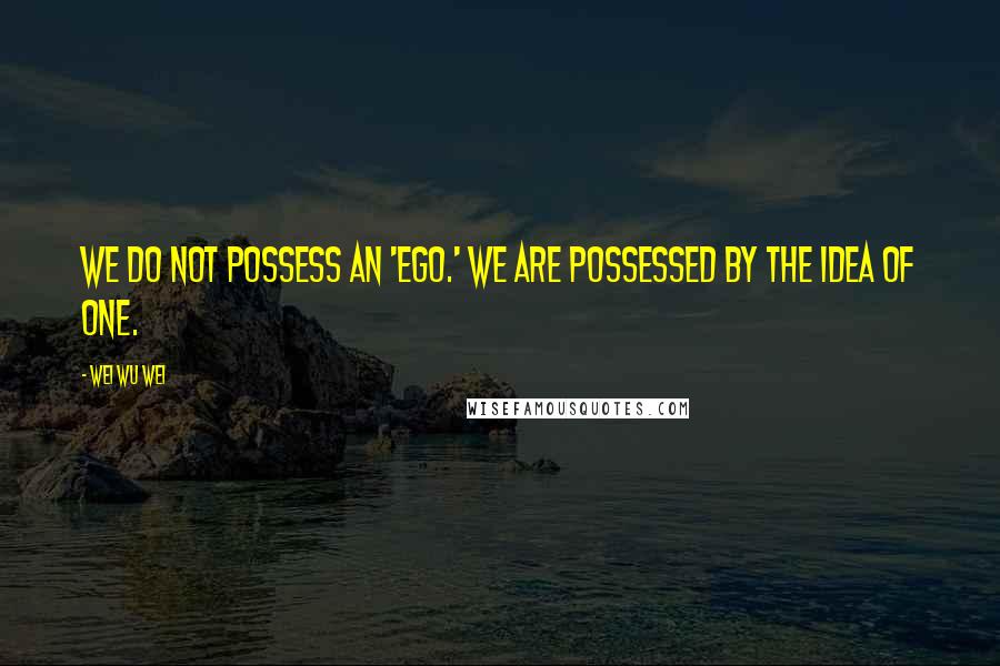 Wei Wu Wei Quotes: We do not possess an 'ego.' We are possessed by the idea of one.