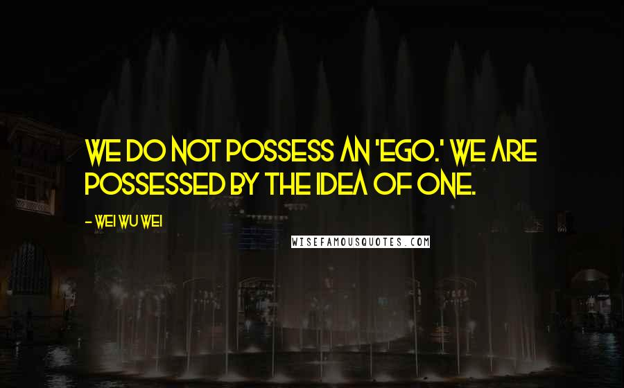 Wei Wu Wei Quotes: We do not possess an 'ego.' We are possessed by the idea of one.