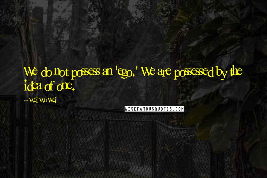 Wei Wu Wei Quotes: We do not possess an 'ego.' We are possessed by the idea of one.