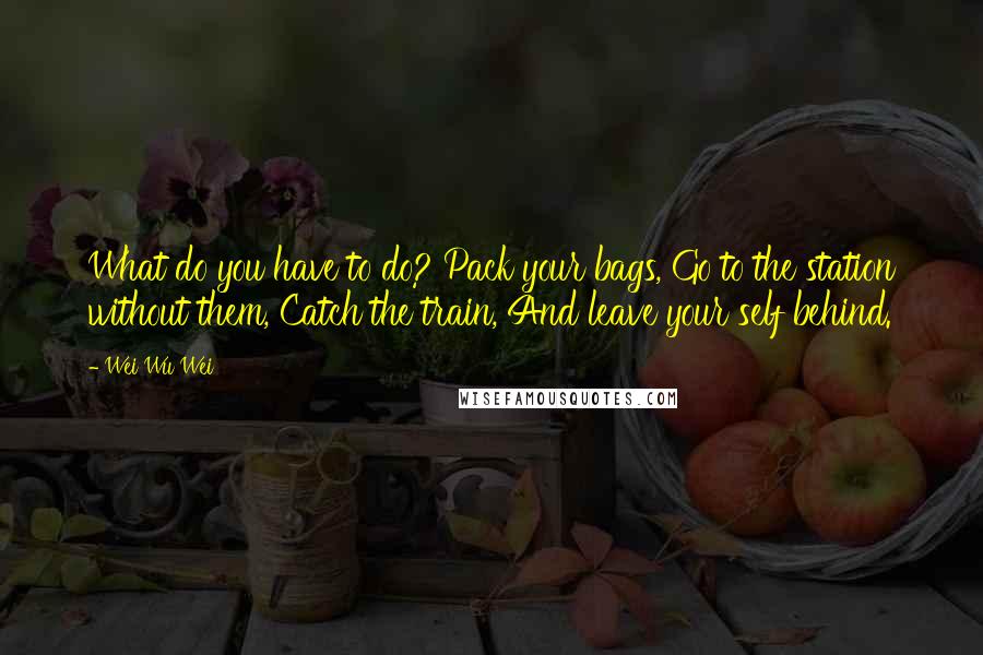 Wei Wu Wei Quotes: What do you have to do? Pack your bags, Go to the station without them, Catch the train, And leave your self behind.