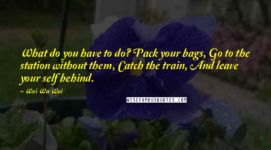 Wei Wu Wei Quotes: What do you have to do? Pack your bags, Go to the station without them, Catch the train, And leave your self behind.