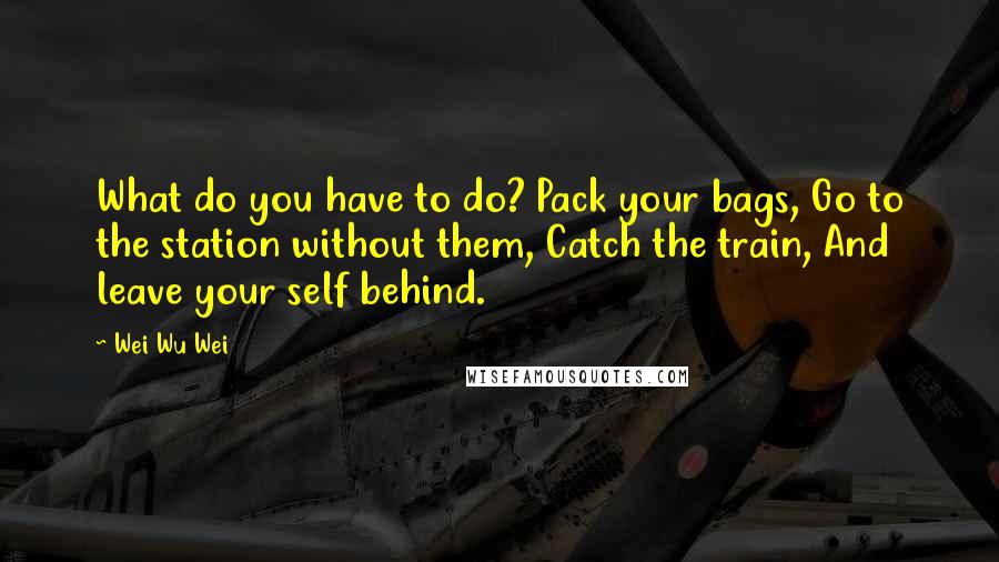 Wei Wu Wei Quotes: What do you have to do? Pack your bags, Go to the station without them, Catch the train, And leave your self behind.