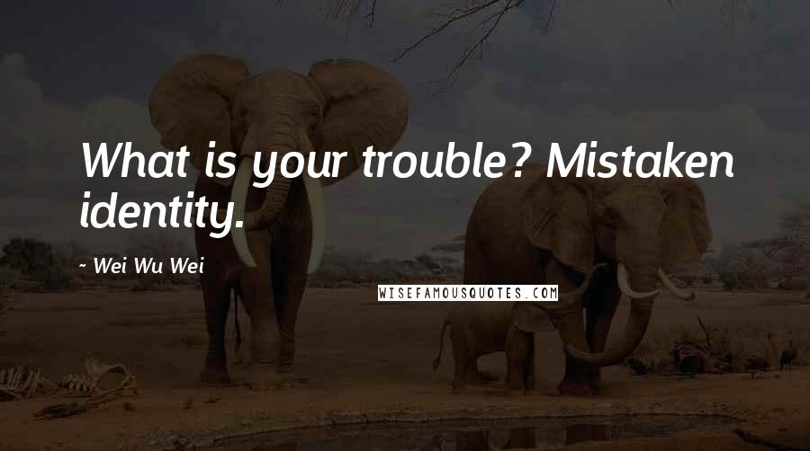 Wei Wu Wei Quotes: What is your trouble? Mistaken identity.