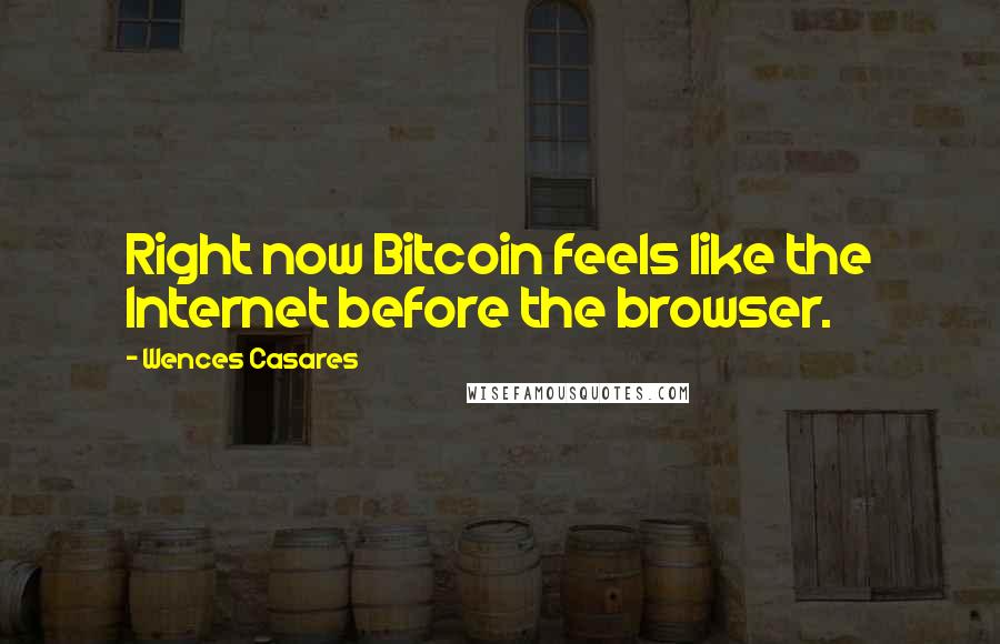 Wences Casares Quotes: Right now Bitcoin feels like the Internet before the browser.