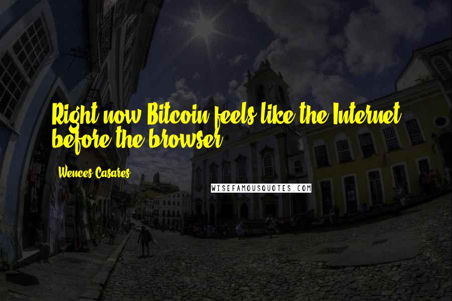 Wences Casares Quotes: Right now Bitcoin feels like the Internet before the browser.