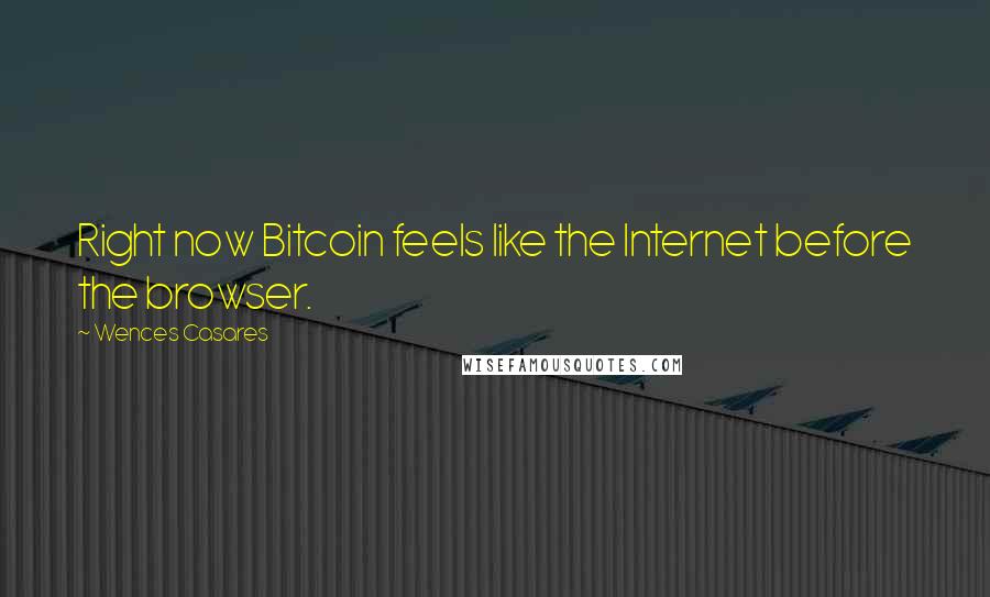 Wences Casares Quotes: Right now Bitcoin feels like the Internet before the browser.