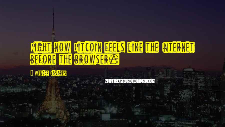 Wences Casares Quotes: Right now Bitcoin feels like the Internet before the browser.