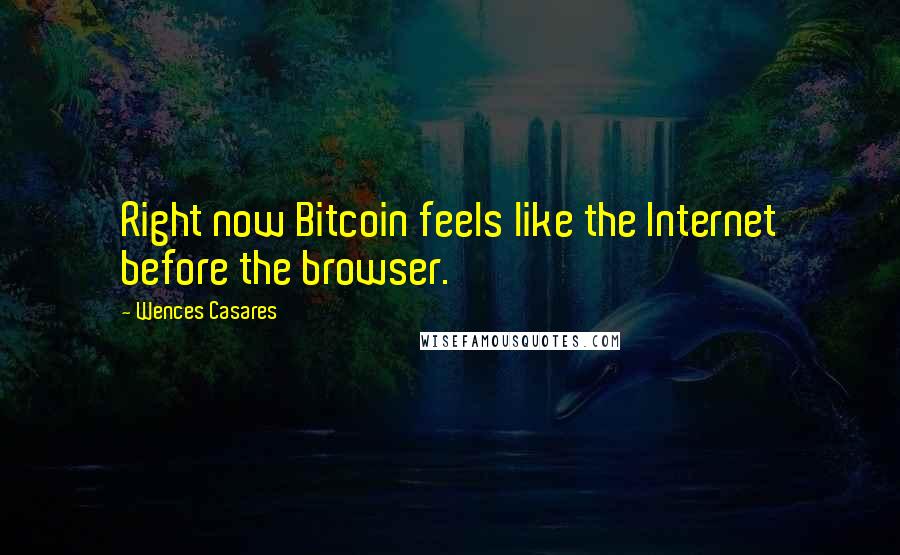 Wences Casares Quotes: Right now Bitcoin feels like the Internet before the browser.