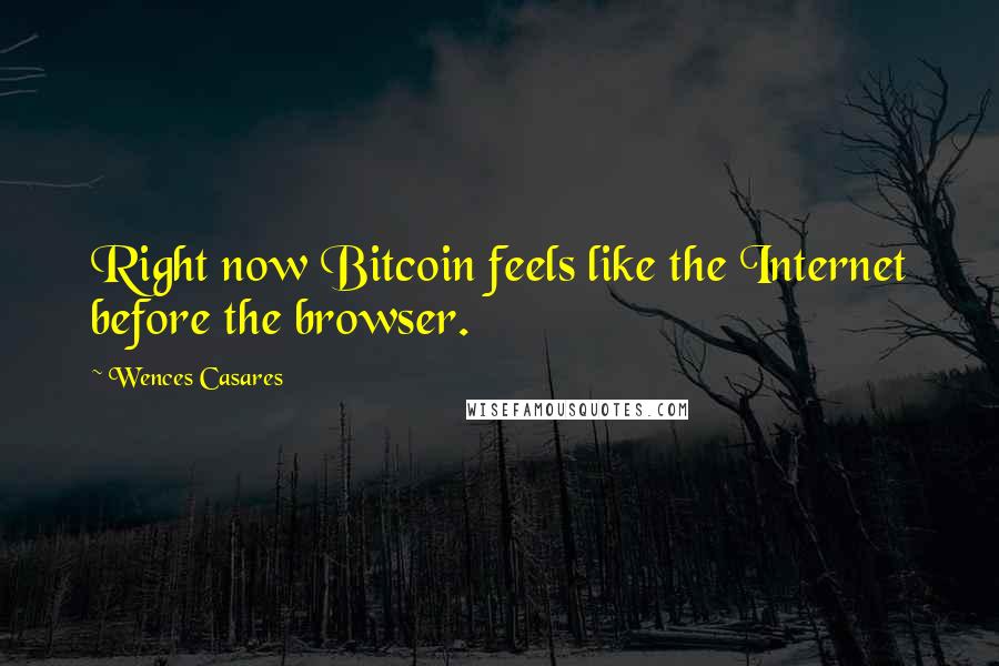 Wences Casares Quotes: Right now Bitcoin feels like the Internet before the browser.