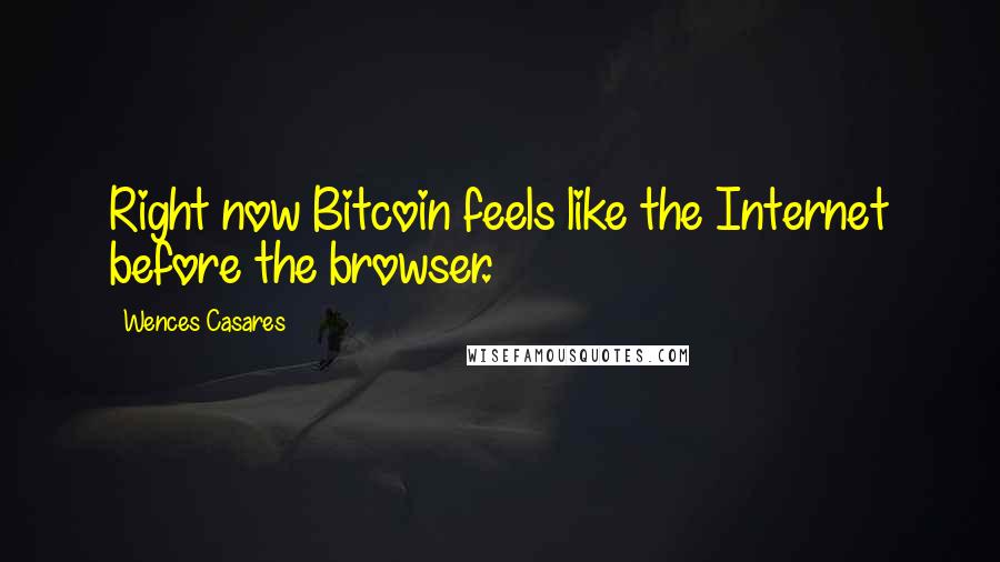 Wences Casares Quotes: Right now Bitcoin feels like the Internet before the browser.