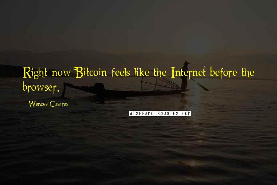 Wences Casares Quotes: Right now Bitcoin feels like the Internet before the browser.