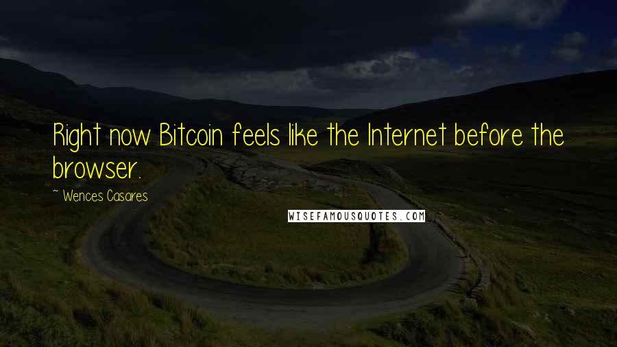 Wences Casares Quotes: Right now Bitcoin feels like the Internet before the browser.