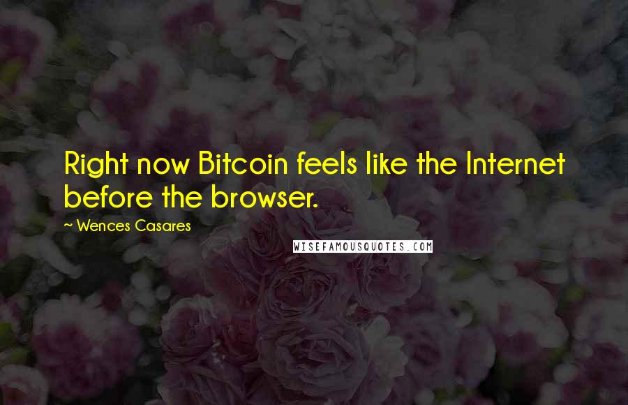 Wences Casares Quotes: Right now Bitcoin feels like the Internet before the browser.