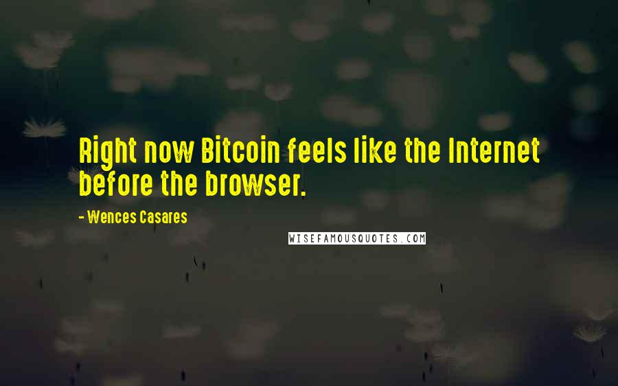 Wences Casares Quotes: Right now Bitcoin feels like the Internet before the browser.