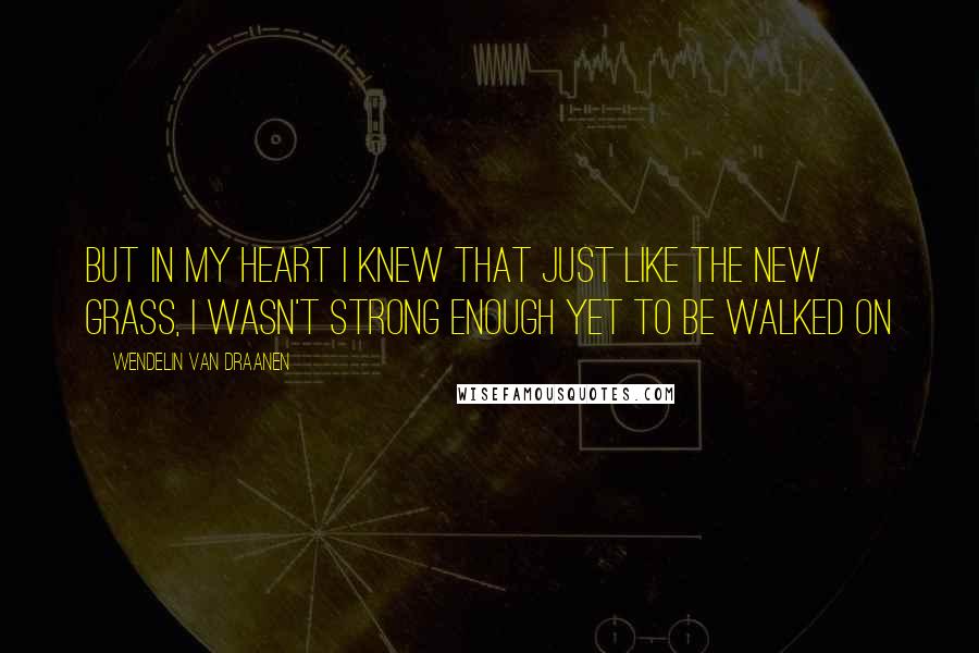 Wendelin Van Draanen Quotes: But in my heart I knew that just like the new grass, I wasn't strong enough yet to be walked on