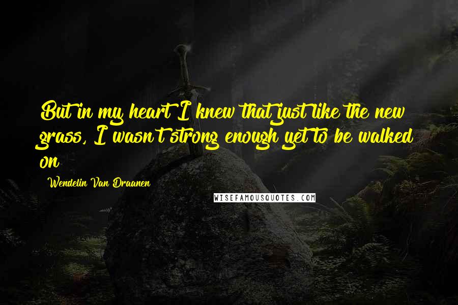 Wendelin Van Draanen Quotes: But in my heart I knew that just like the new grass, I wasn't strong enough yet to be walked on