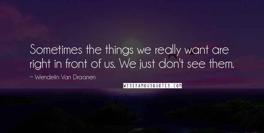 Wendelin Van Draanen Quotes: Sometimes the things we really want are right in front of us. We just don't see them.