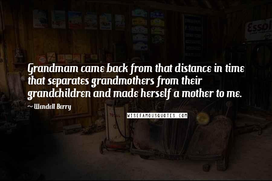 Wendell Berry Quotes: Grandmam came back from that distance in time that separates grandmothers from their grandchildren and made herself a mother to me.