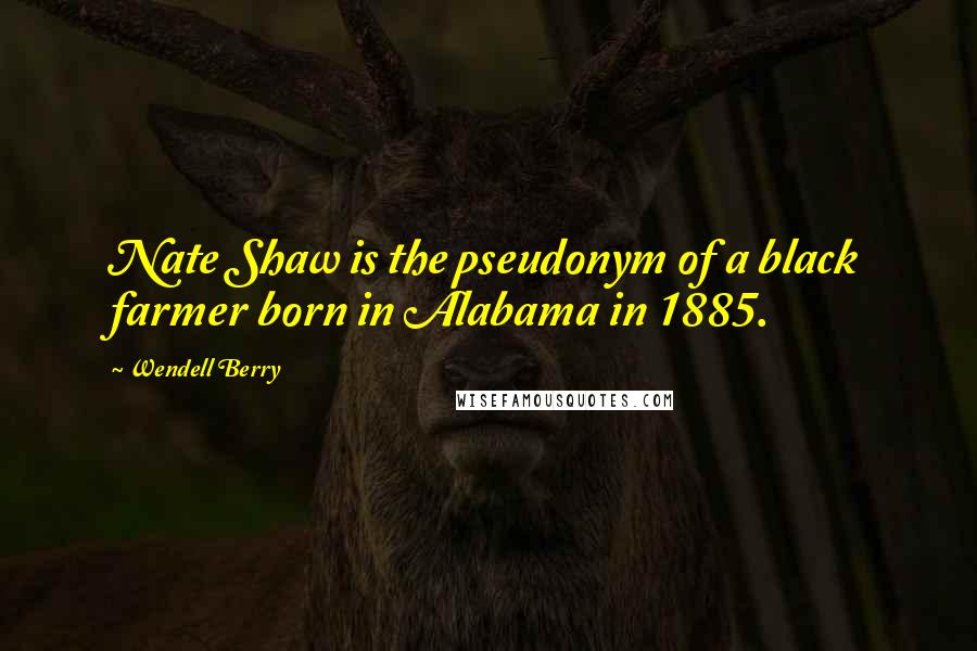 Wendell Berry Quotes: Nate Shaw is the pseudonym of a black farmer born in Alabama in 1885.