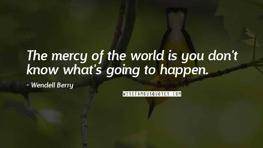 Wendell Berry Quotes: The mercy of the world is you don't know what's going to happen.