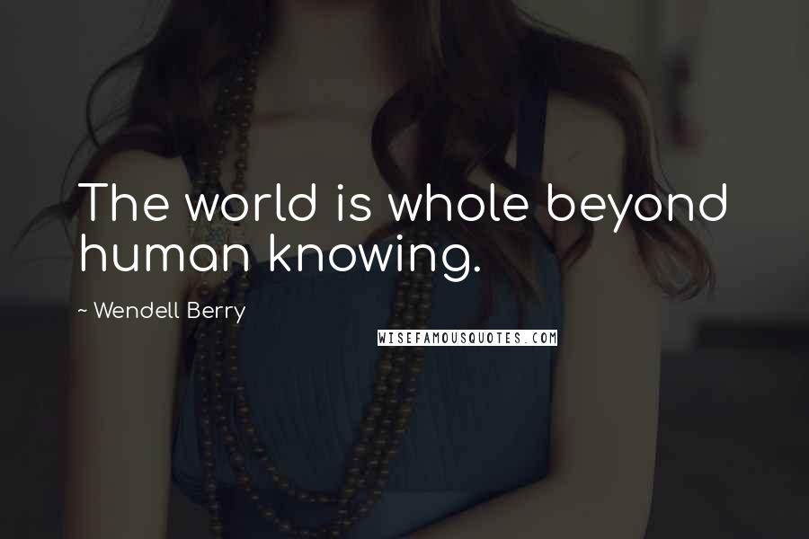 Wendell Berry Quotes: The world is whole beyond human knowing.
