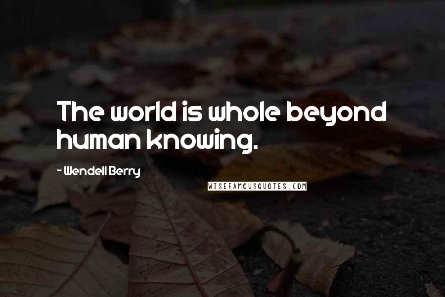 Wendell Berry Quotes: The world is whole beyond human knowing.