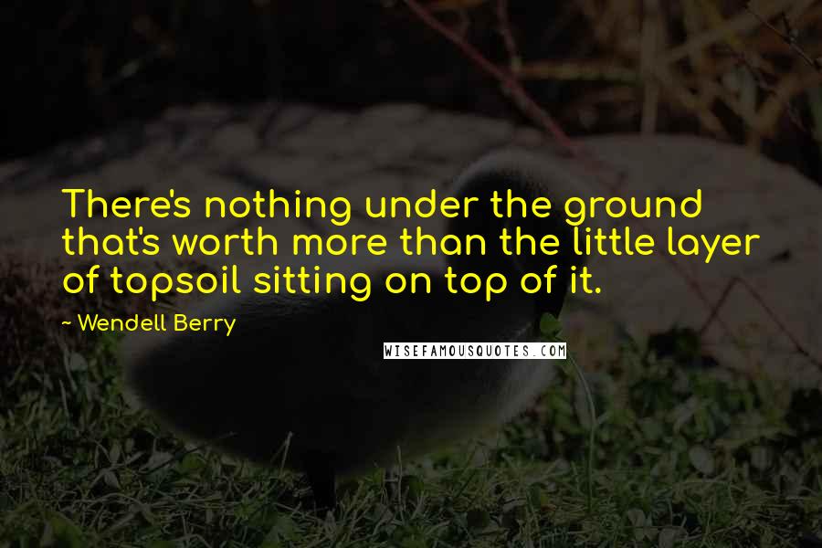 Wendell Berry Quotes: There's nothing under the ground that's worth more than the little layer of topsoil sitting on top of it.